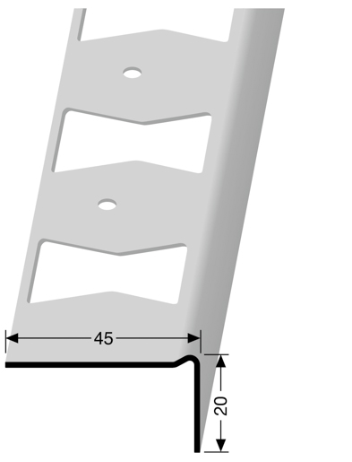 MPlus Reparaturwinkel RW S 100cm 20x45mm Stahl verz. m. Schrauben + Dübel